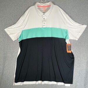 Foundry 4XLT Big & Tall Mens Performance Polo Shirt Aqua Mint White Navy Golf